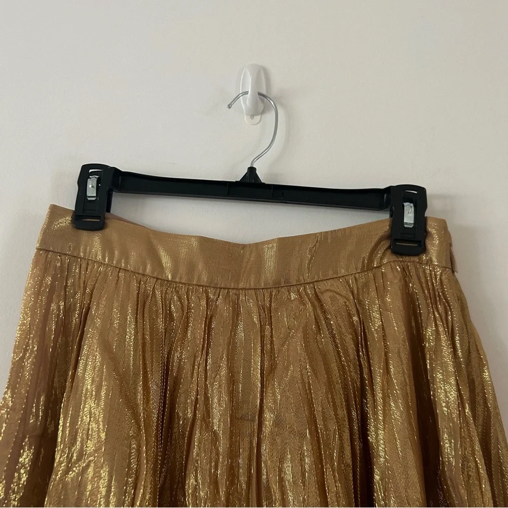 Kate Spade Gold Metallic Midi Skirt Size 8